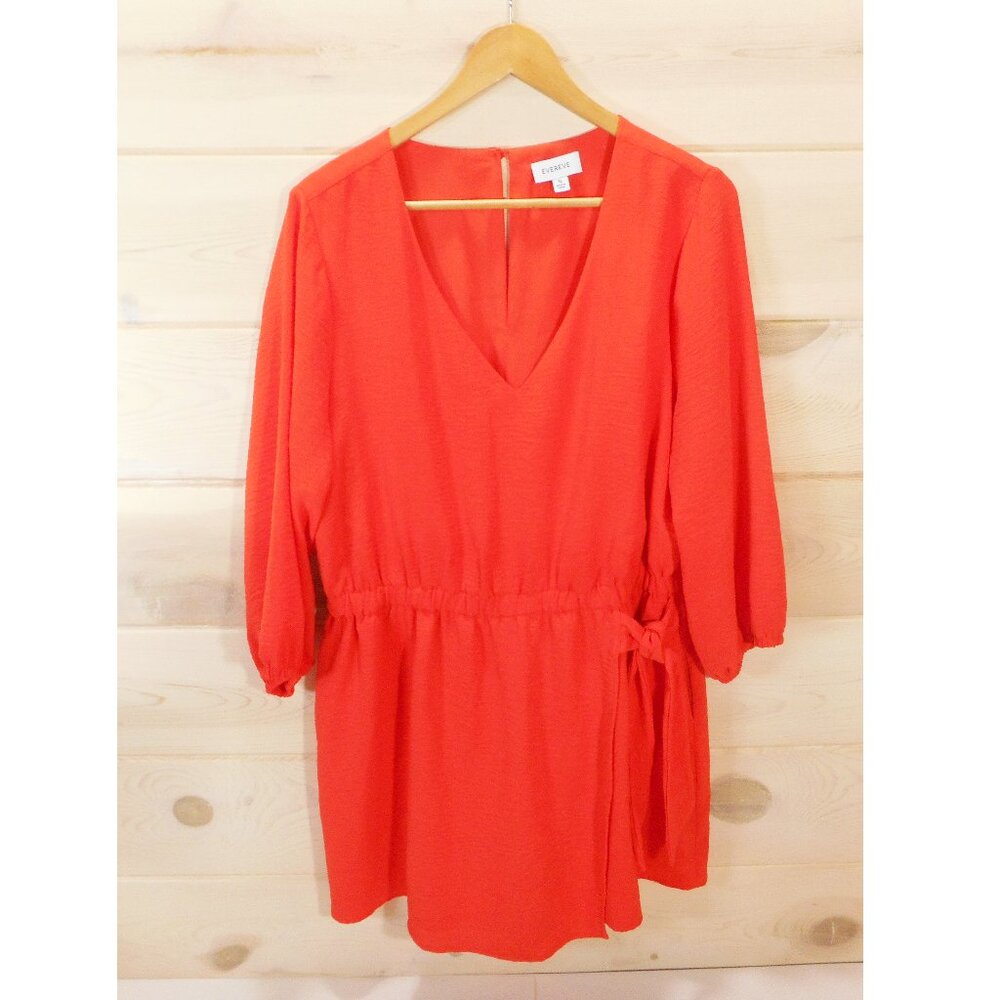 Evereve Women's size XL Faux Wrap Skort Romper Orange V-neck Resortwear Vacation